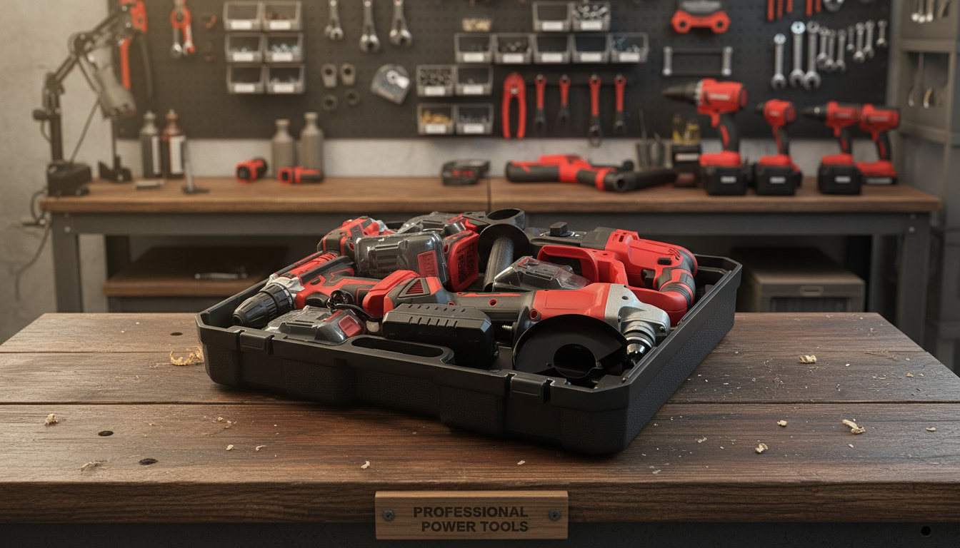 Aku Set Busilica, Brusilica, Odvijač Udarni 4u1 + 4 baterije Crveni