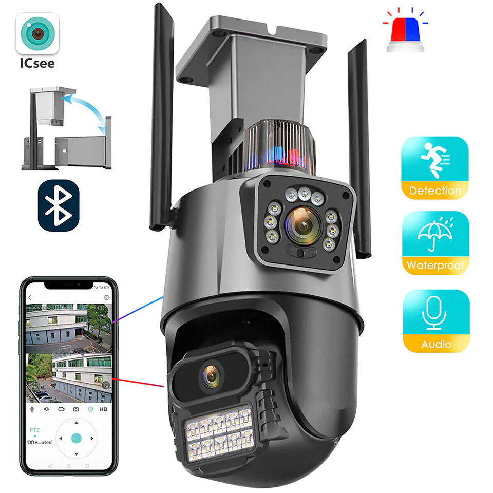 Ip kamera PTZ kamera sa 2 sociva i sirenom 4k 8x zoom