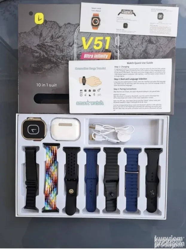Pametni sat V51 sa 7 narukvicama i slusalicama