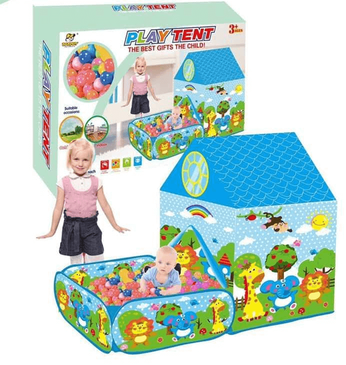 Dečiji šator kućica sa dvorištem i lopticama
