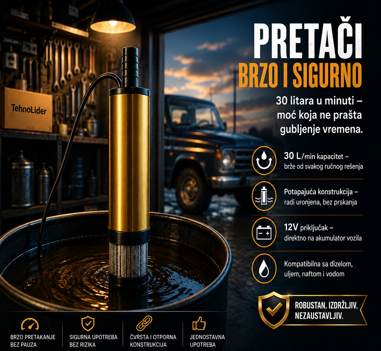 12V Pumpa za Pretakanje Goriva i Dizela – Električna Pumpa za Benzin, Ulje i Ostale Tečnosti