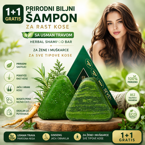 1+1 GRATIS BioHair Usman Herbal Shampoo Bar – Prirodni Biljni Šampon za Brži Rast Kose, Protiv Opadanja i Jačanje Kose za Žene i Muškarce