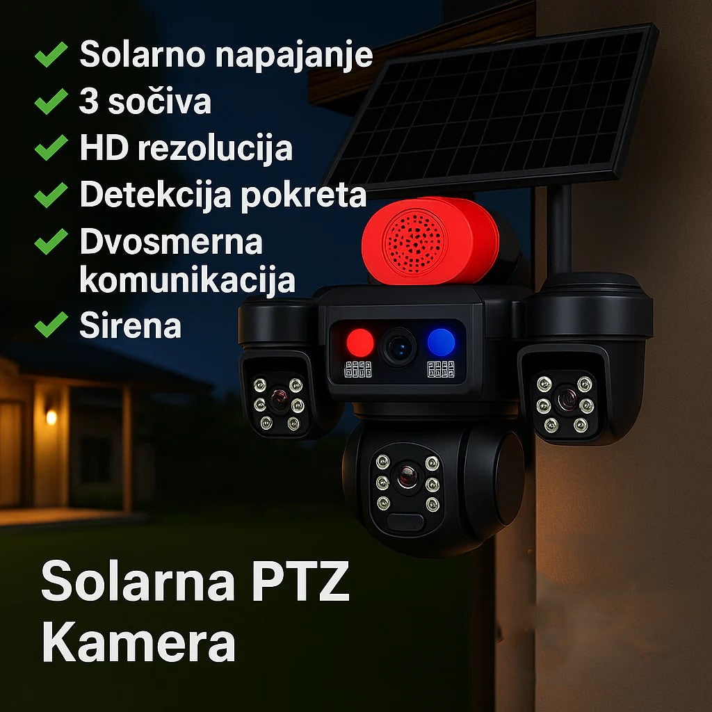 Solarna PTZ Kamera sa tri sočiva 4G 25mpix