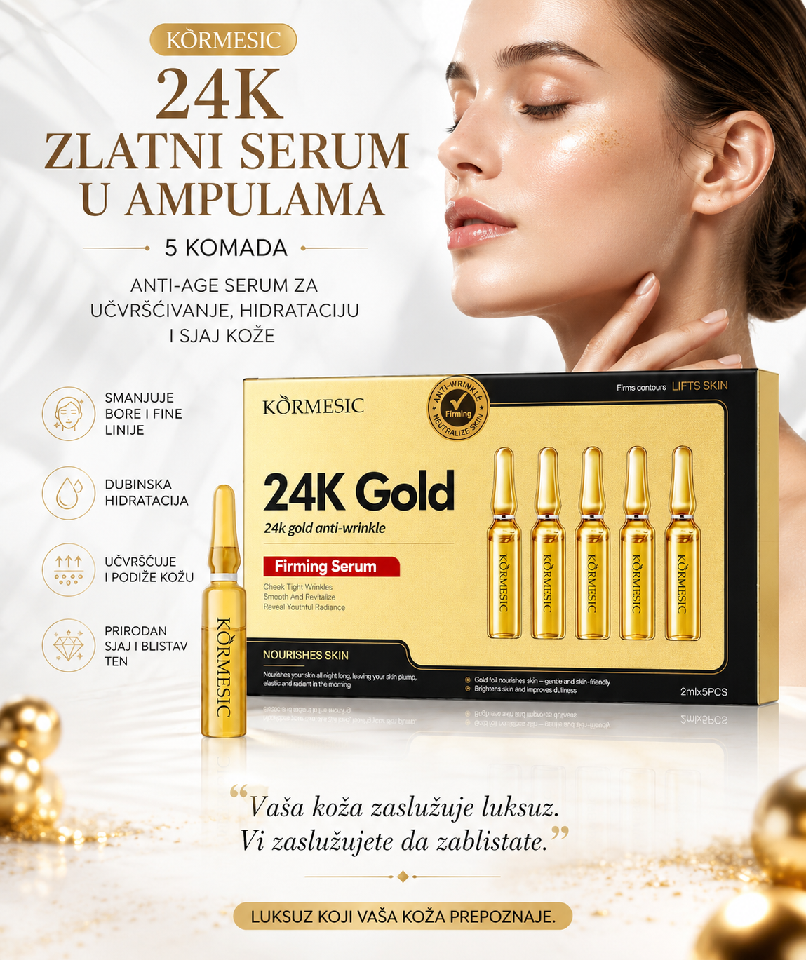 latni Serum u Ampulama (5 Komada) – Anti-Age Serum za Učvršćivanje, Hidrataciju i Sjaj Kože