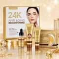 24K Zlatni Set za Negu Lica – Serum, Čistač, Peel-Off Maska i Maska za Oči za Hidrataciju, Protiv Bora i Čišćenje Pora