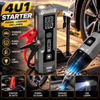 4u1 Starter za Auto sa Kompresorom, Usisivačem i LED Lampom – Prenosivi Booster za Akumulator