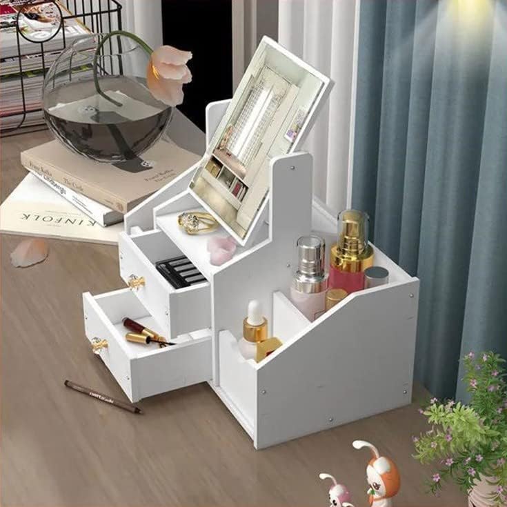 Stočić organizator za šminku i nakit sa 2 fioke i ogledalom