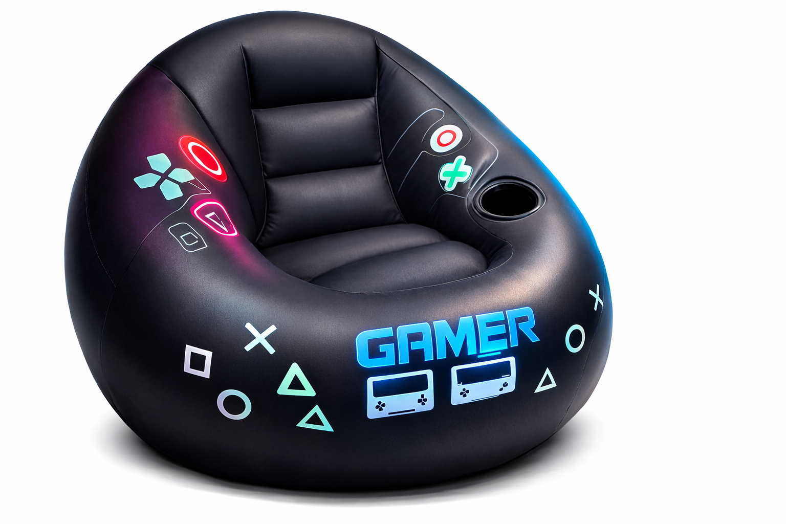 Gaming Fotelja na Naduvavanje za Decu i Tinejdžere – Gamer Stolica sa Držačem za Čašu