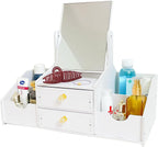 Stočić organizator za šminku i nakit sa 2 fioke i ogledalom
