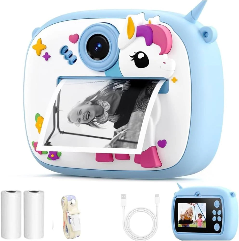 Digitalni Fotoaparat sa Štampačem za Decu PONI – Instant Print Kamera sa Igricama, Selfi Kamerom i Punjivom Baterijom
