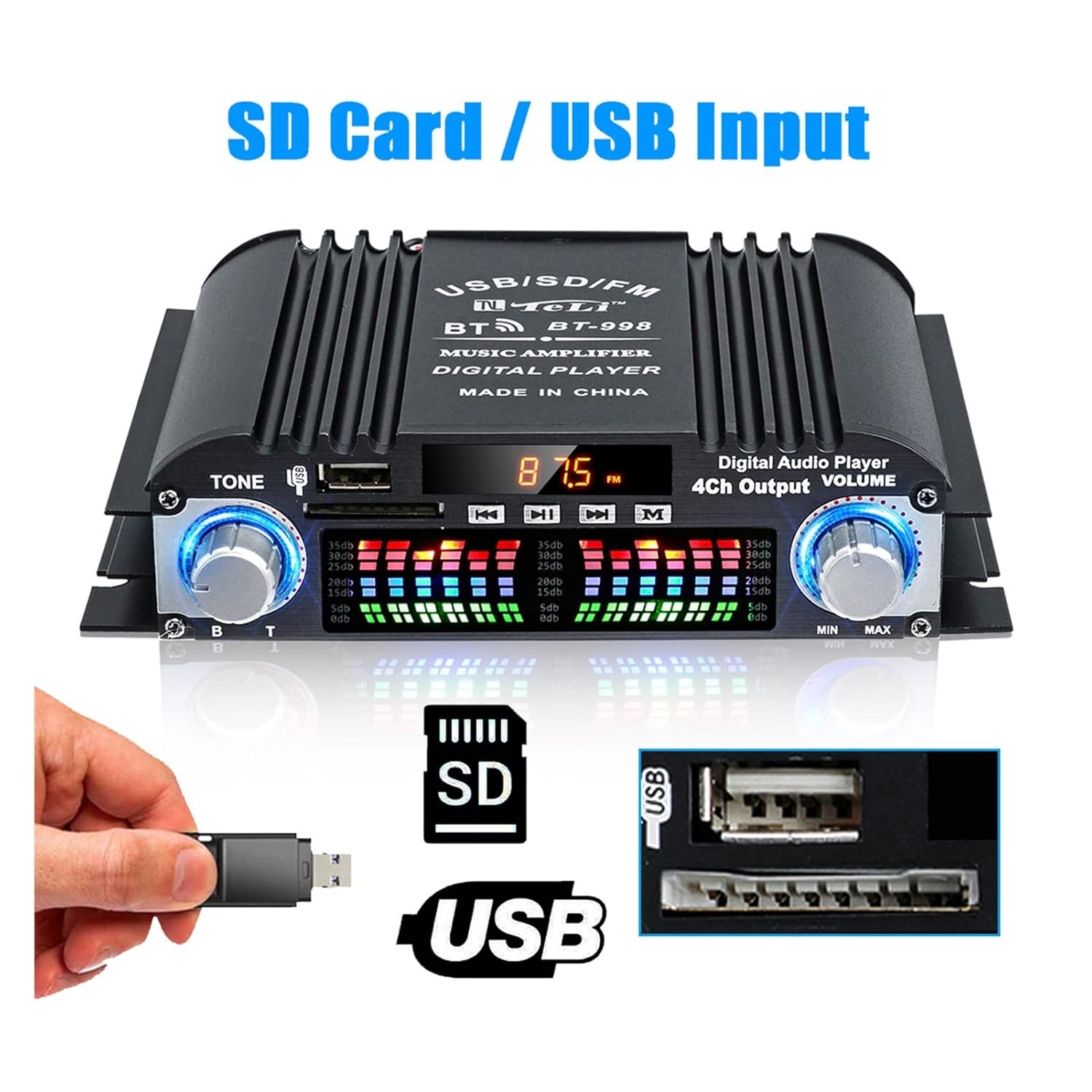 BT-998 FM radio bluetooth pojacalo 160W / 4 x 40W sa 4 izlaza