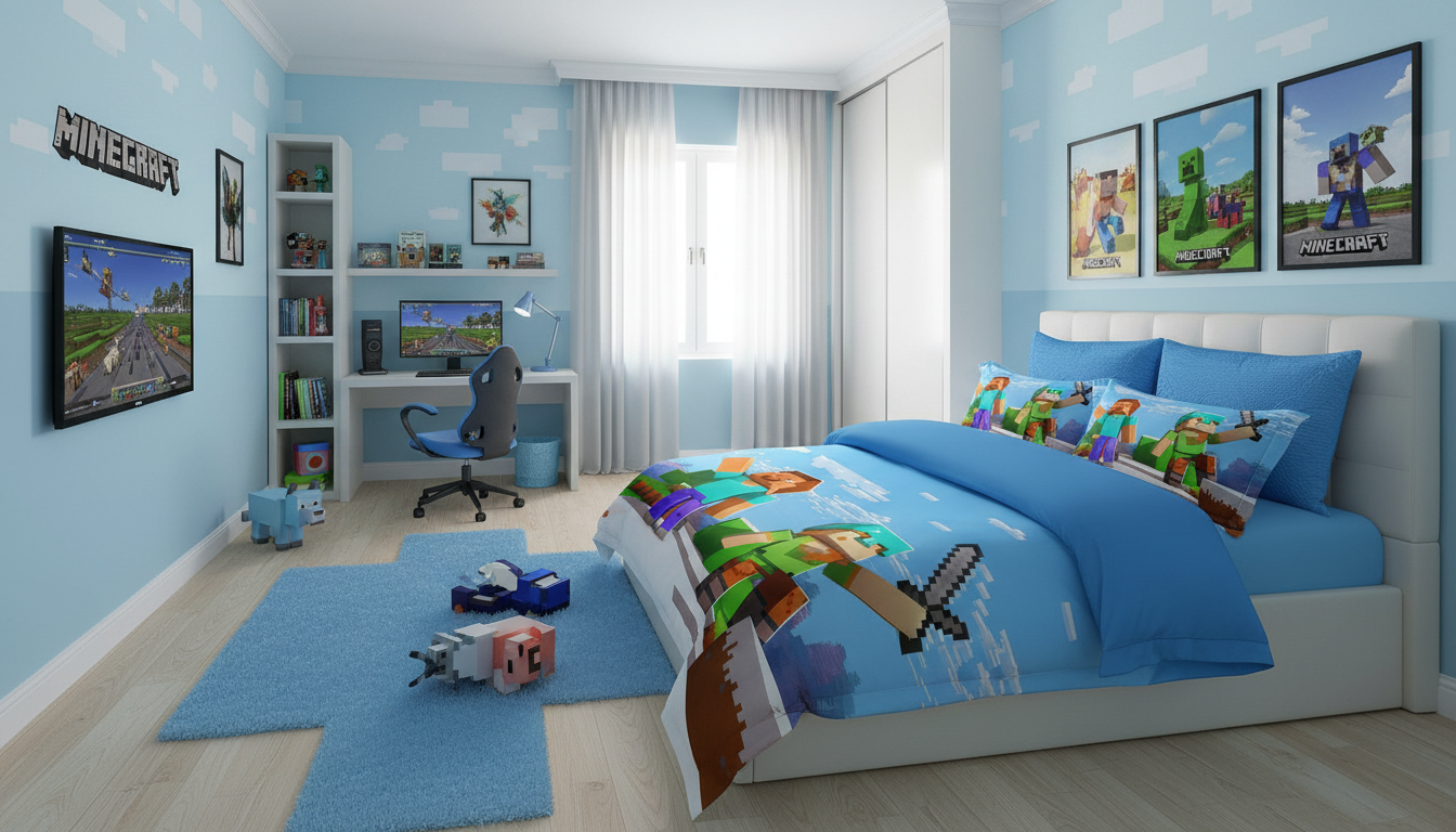 Minecraft Posteljina 5D za Decu – 3D Efekat, Udobna i Kvalitetna