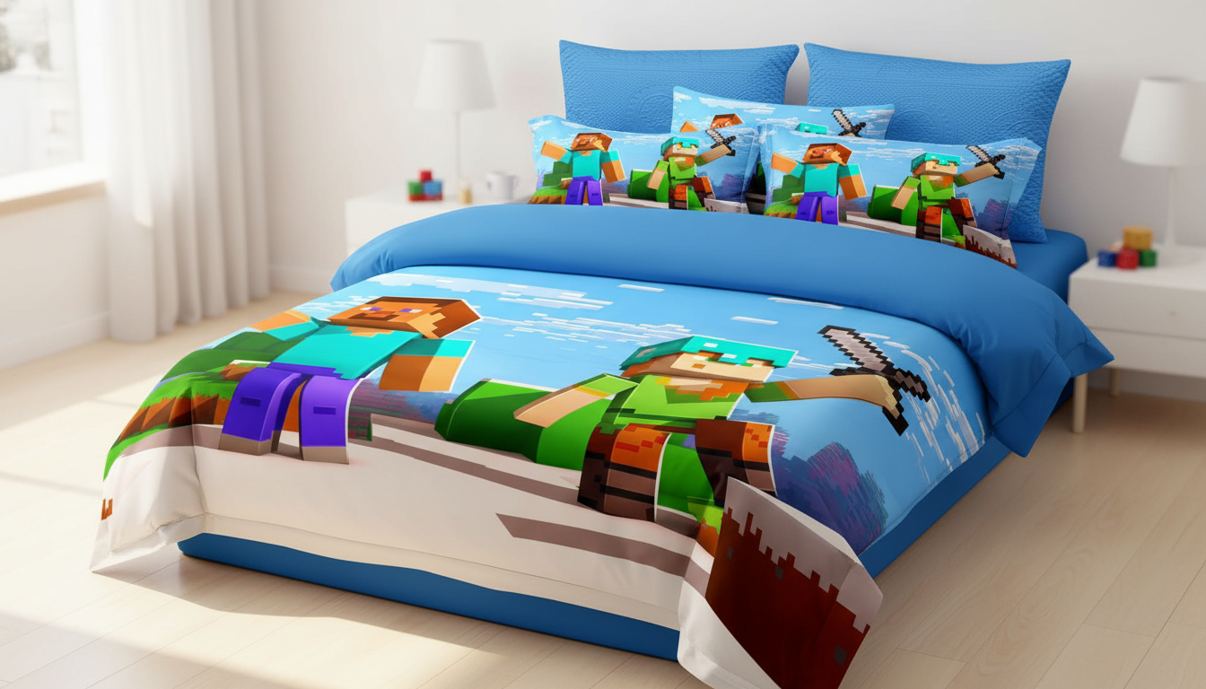 Minecraft Posteljina 5D za Decu – 3D Efekat, Udobna i Kvalitetna