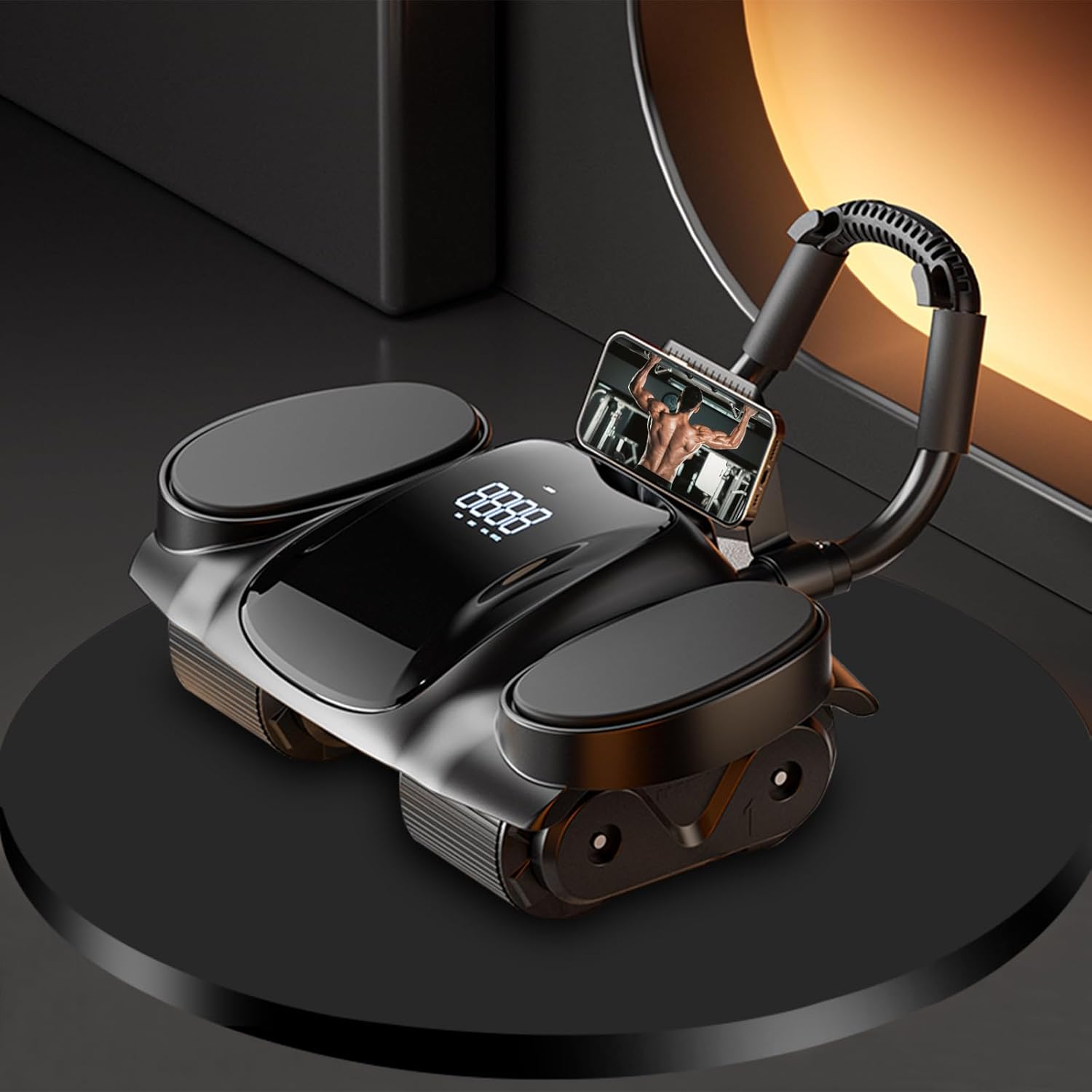 Ab Roller za Trbušnjake sa Automatskim Povratom – Točak za Vežbanje sa Podlogom za Kolena i Osloncem za Laktove