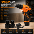 Aku Bušilica 12V Finder – Šrafilica sa 2 Baterije i LED Svetlom za Precizan Rad