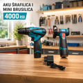 Aku Šrafilica i Mini Brusilica 24V – Bežični Set sa 2 Baterije, Snažan i Kompaktan Alat