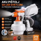  pištolj za farbanje 21V sa LED svetlom – Profesionalni aku paint sprayer za precizno nanošenje boje