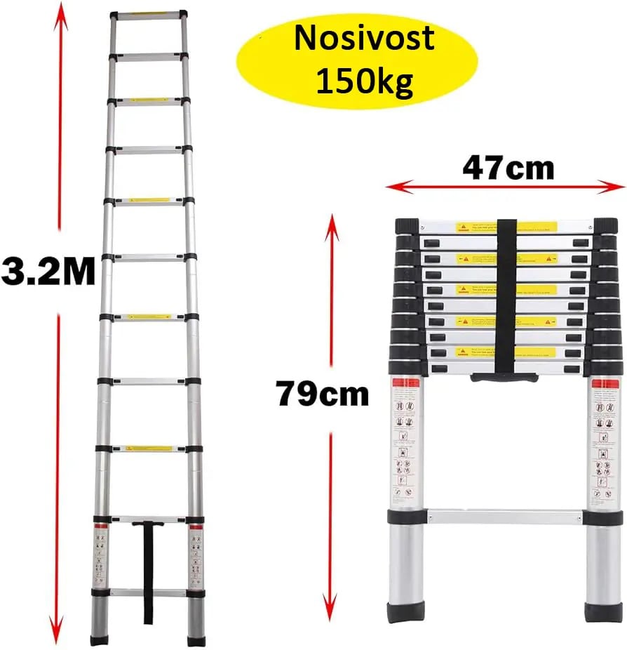 Aluminijumske teleskopske merdevine 3.2m