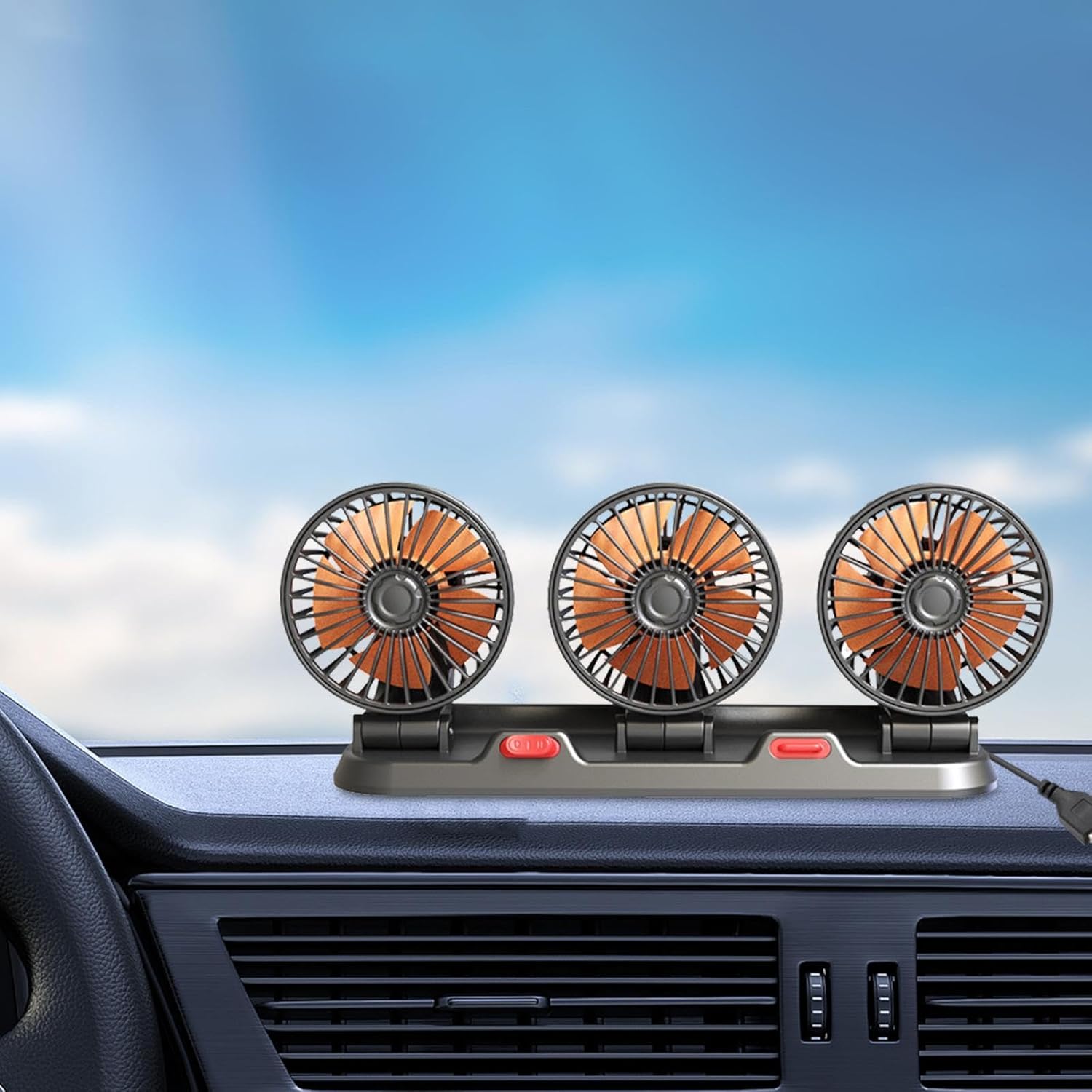 Auto Ventilator 3u1 12V – Trostruki Ventilator za Auto sa 360° Rotacijom | Snažan i Tih Rad