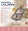 Muzička električna ljuljaška za bebe sa daljinskim upravljačem, automatskim ljuljanjem, sigurnosnim pojasom i umirujućim melodijama za miran san bebe.