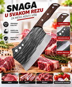 Satara za Meso i Kosti – Profesionalna Mesarska Satara od Čelika sa Drvenom Drškom