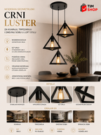 Moderan Geometrijski Crni Luster za Kuhinju, Trpezariju i Dnevnu Sobu u Loft Stilu