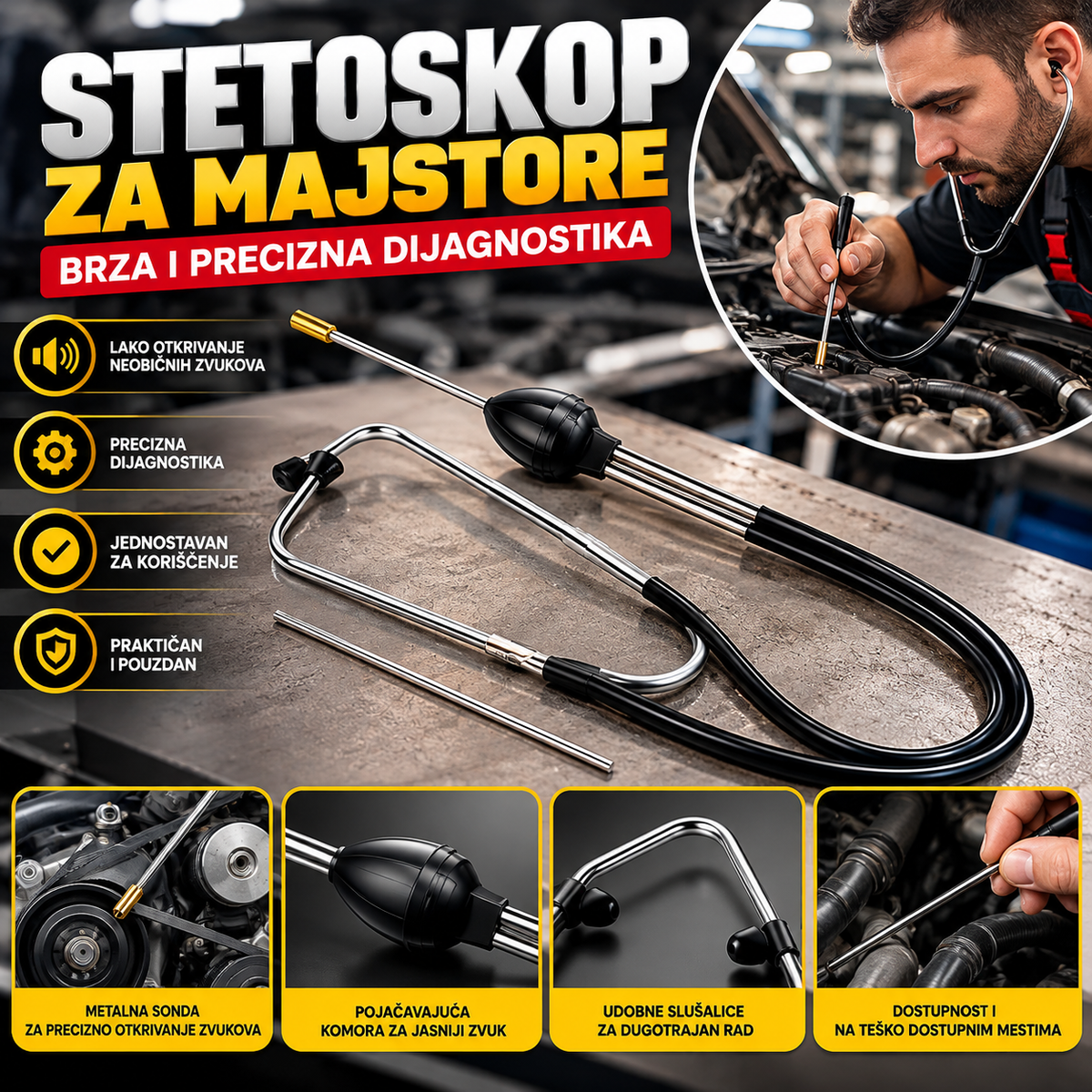 Stetoskop za Majstore – Alat za Preciznu Detekciju Zvukova na Mašinama