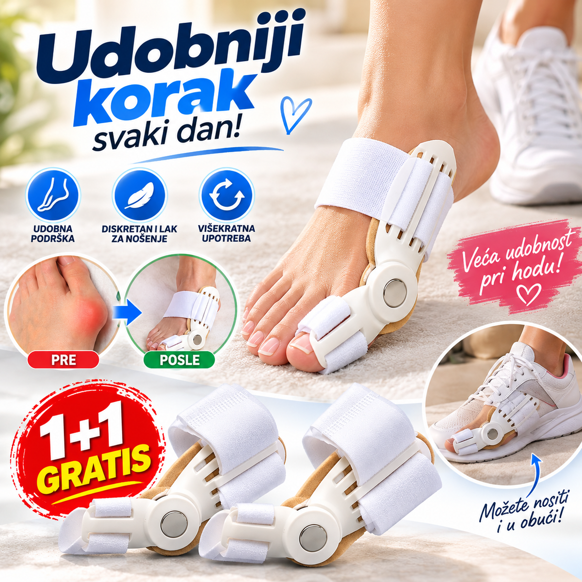 Fiksator za Čukljeve – Višekratna Longeta za Udobnu Podršku Stopalu 1+1 GRATIS