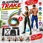 Elastične Trake za Vežbanje 11 Delova – Gume za Trening i Istezanje do 88 kg sa Ručkama