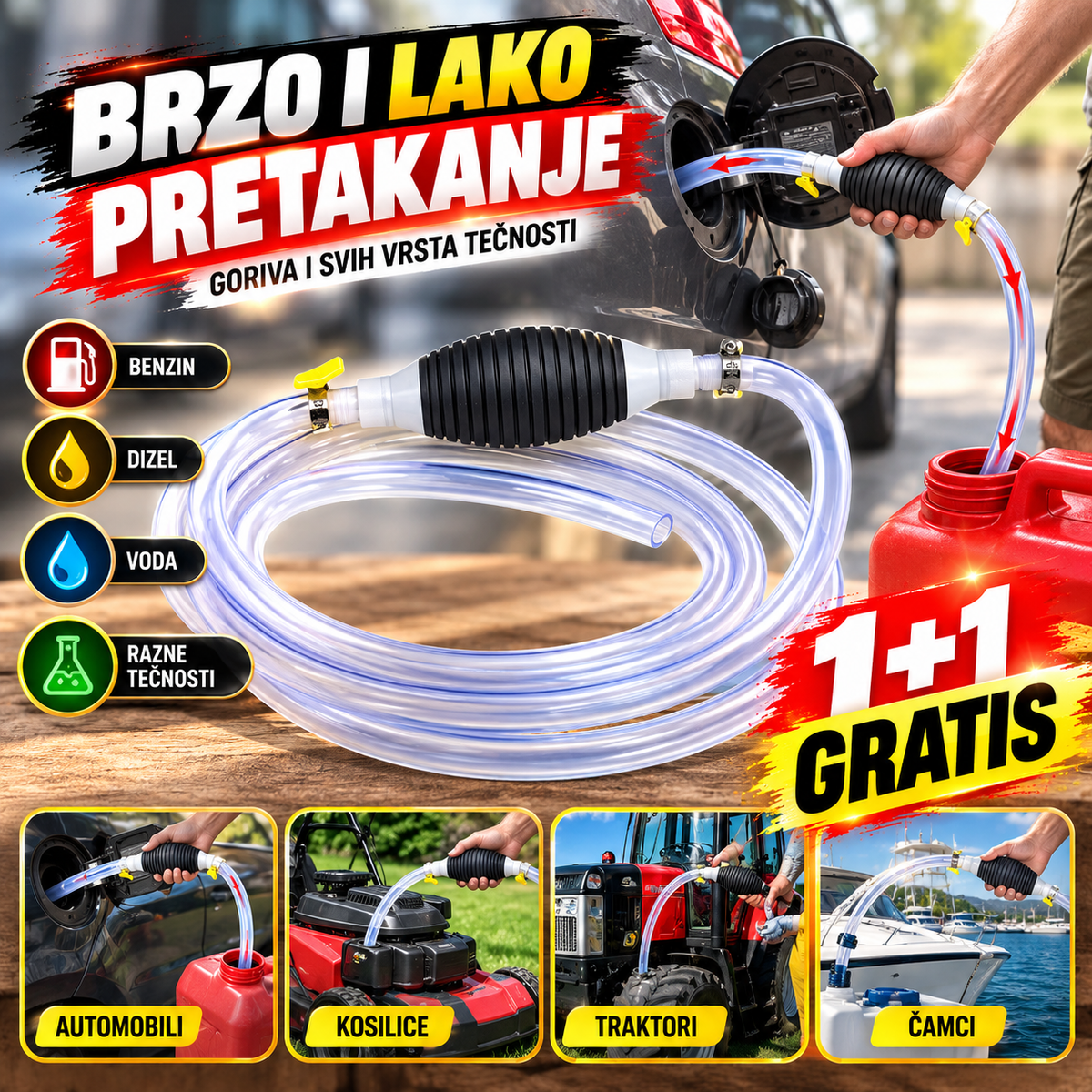 1+1 GRATIS Pumpa za Pretakanje Goriva i Tečnosti – Električna Pumpa za Brzo Pretakanje