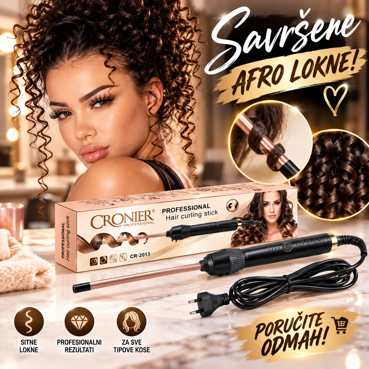 Figaro za Afro Lokne 9 mm – Električni Figaro za Sitne i Definisane Lokne
