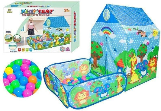 Dečiji šator kućica sa dvorištem i lopticama