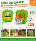 Dečiji Fotoaparat Dinosaurus sa Instant Štampačem i Selfi Kamerom – HD Kamera za Decu + 6 Gratis Rolni Papira za Printanje Fotografija