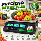 Digitalna Vaga 40kg – Precizna Elektronska Vaga 0–40kg sa LCD Displejem, Kalkulatorom Cene i Punjivom Baterijom