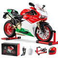 Ducati 1299 Panigale R 1:9 metalni model motora sa LED svetlima, zvukom motora, efektom dima i ključem za pokretanje, premium kolekcionarska replika.