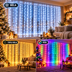 Novogodišnja LED Zavesa 3 × 3 m – Dekorativna Svetleća Zavesa za Praznike