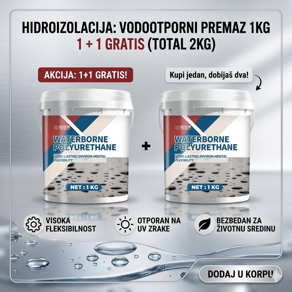 Hidroizolacija Vodootporni Premaz 1kg Poliuretan – Trajna Zaštita od Vlage, Kiše i Pukotina | Za Krov, Terasu i Kupatilo