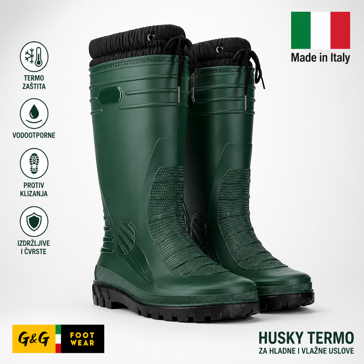 Husky PVC Termo Čizme – Tople, Vodootporne | Italijanski Kvalitet