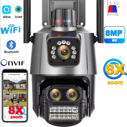 Ip kamera PTZ kamera sa 3 sociva i sirenom 4k 8x zoom