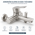 Jednoručna Inox Slavina za Kadu i Tuš Kabinu – Moderna Baterija od Nerđajućeg Čelika za Kupatilo
