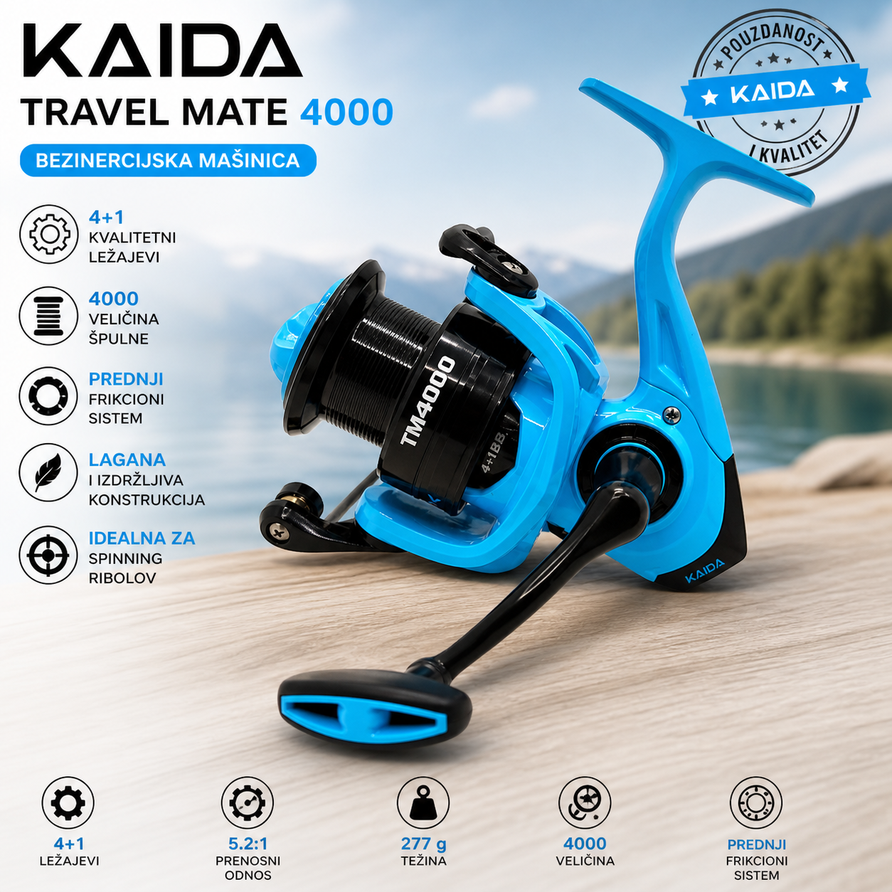 Kaida Travel Mate 4000 Mašinica za Ribolov – Snažna i Pouzdana Rola za Precizan Ulov