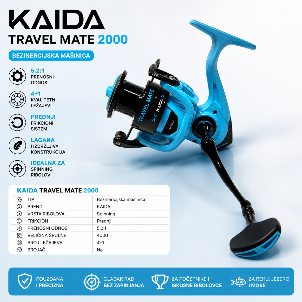 Kaida Travel Mate 2000 Mašinica za Ribolov