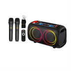 Karaoke Bluetooth zvučnik ZQS-L17 40W sa dva bežična mikrofona, RGB LED osvetljenjem, Bluetooth 5.0 povezivanjem, FM radiom, USB i TF podrškom za proslave i karaoke zabavu.
