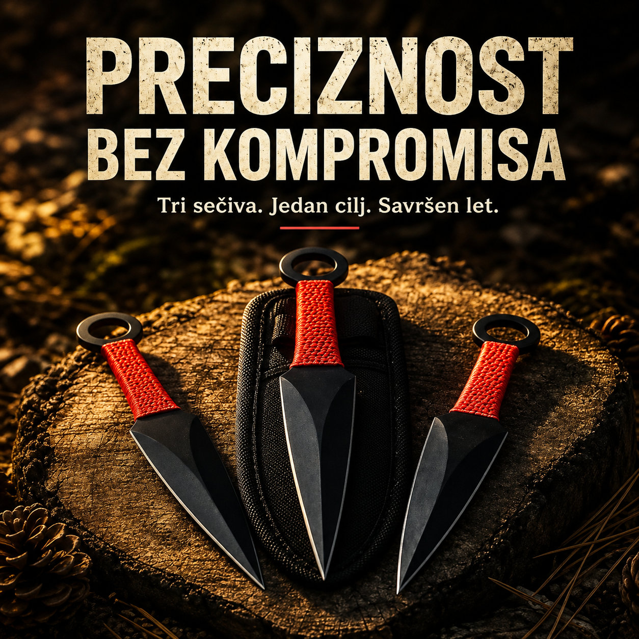 Kunai komplet noževa za bacanje (3 komada) sa futrolom