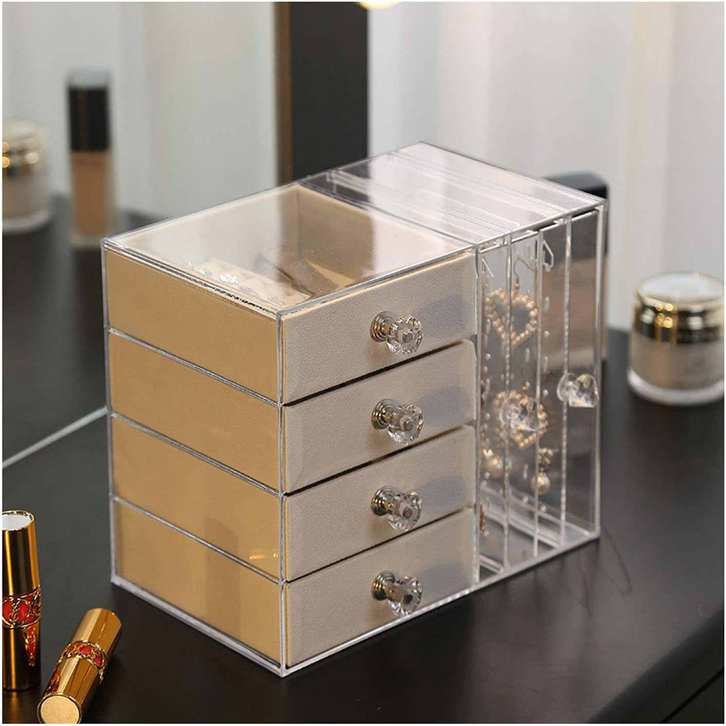 Kutija za Nakit sa 4 Fioke – Organizer za Minđuše, Ogrlice, Narukvice i Prstenje | Elegantni Jewelry Holder za Žene