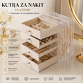 Kutija za Nakit sa 4 Fioke – Organizer za Minđuše, Ogrlice, Narukvice i Prstenje | Elegantni Jewelry Holder za Žene