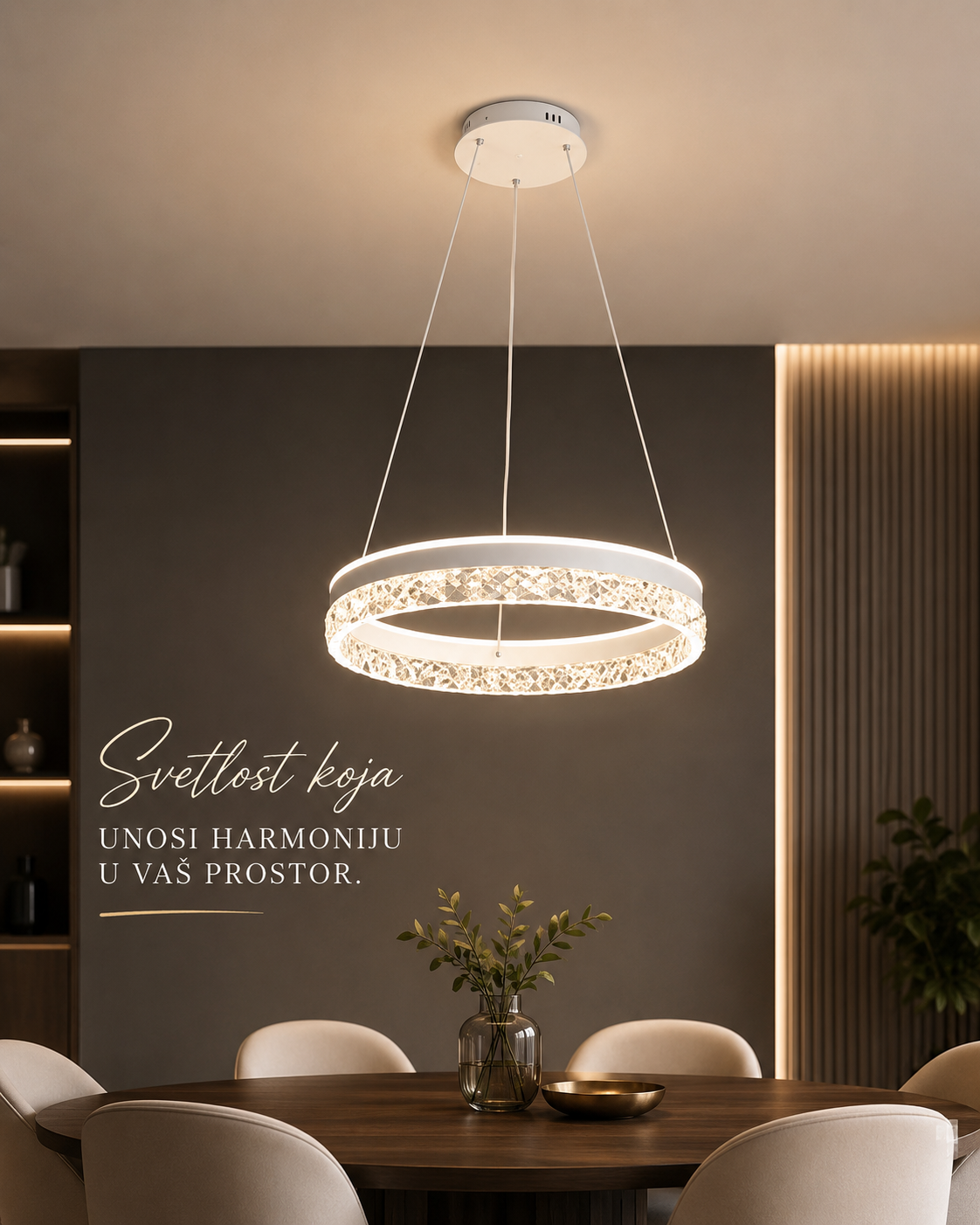 LED Kristalni Viseći Luster 40W 50cm sa Daljinskim Upravljačem – 3 Boje Svetla