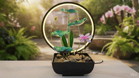 LED Stona Fontana Lotus 3 Nivoa – Dekorativni Vodopad sa Kamenčićima