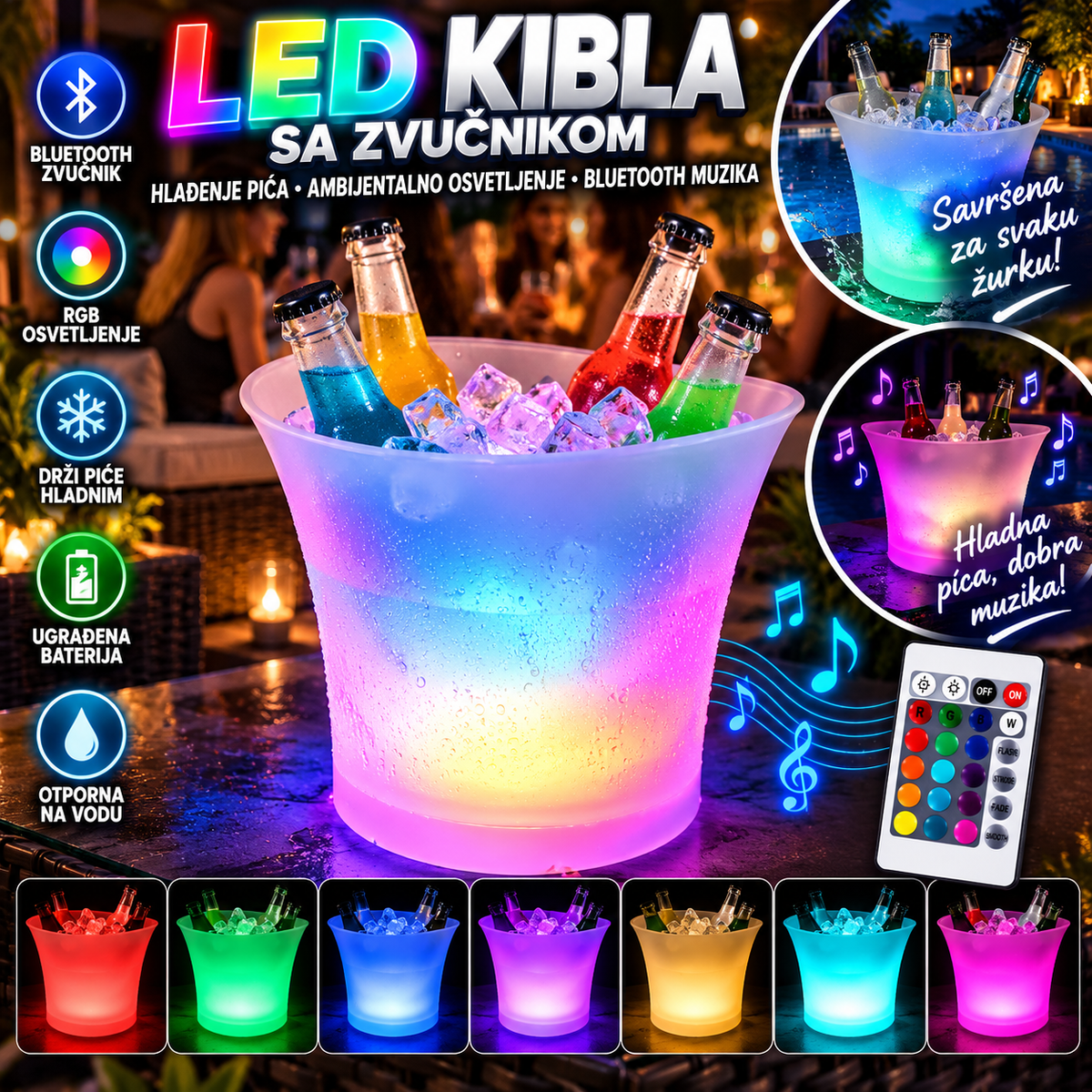 LED Kibla sa Bluetooth Zvučnikom – RGB Ambijentalno Osvetljenje i Muzika