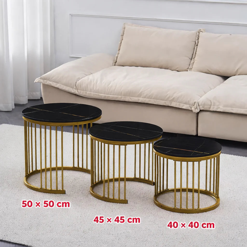 Milano Stolići za Kafu 3u1 – Mermer Look, Elegantni i Funkcionalni